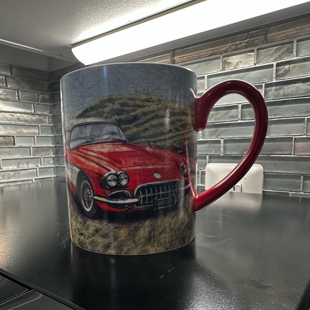 Lang Vintage Car Mug By Time Coffey Multicolored